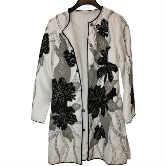 Vintage A.B. Lambdin Black & White Oriental Jacket - Picture 1 of 7